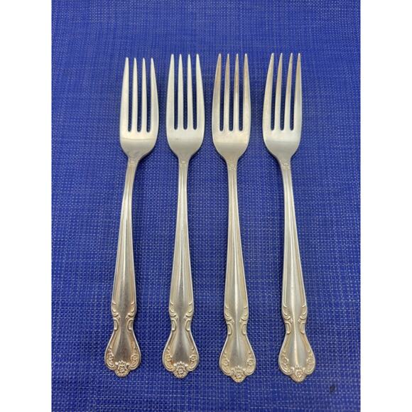 Rogers Brothers Daybreak Elegant Lady Set of 4 Dinner Forks Reinforced Plate IS - Picture 1 of 5
